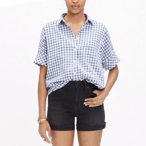 Madewell blue gingham drapey shirt